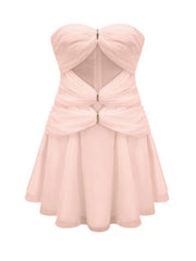 Strapless Folds Cut Out Mini Dress