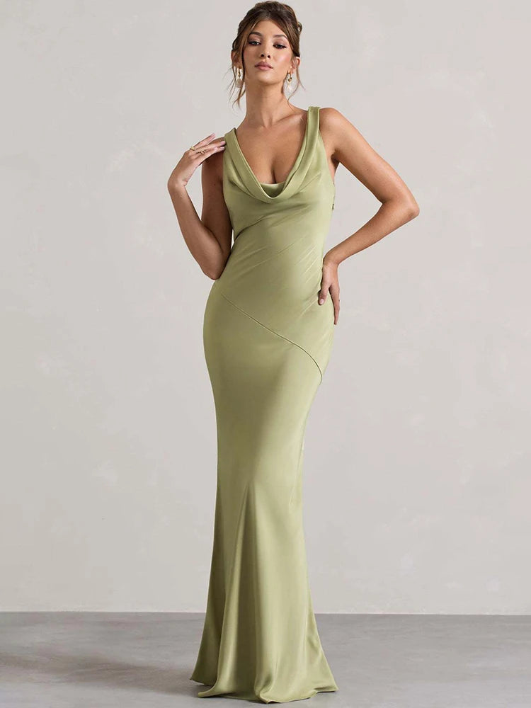 backless cowl neck maxi dress Afterglow Backless Cowl Neck Maxi Dress Off White