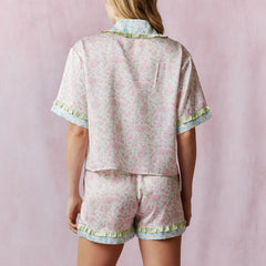 Bow Tie Floral Shirt And Shorts Set
