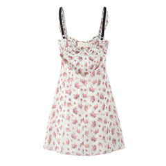 Floral dress with thin straps - front details