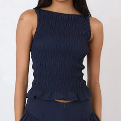 Elastic Ruched Vest Tank Top