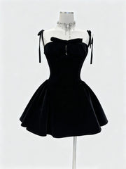Velvet Folded Flare Bow Tie Mini Dress