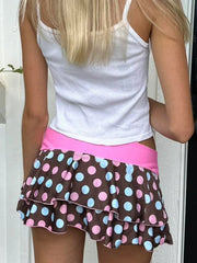 Layered Print Ruffle Mini Skirt