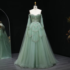 Off-Shoulder Tulle Sequin Flower Petal Embroidered Gown