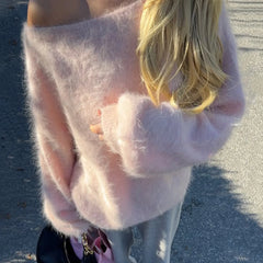 Off-Shoulder Knitted Long-Sleeved Top