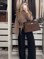 Plaid Short Tie Up Trench Coat