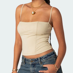 Square Neck Cami Solid Crop Top