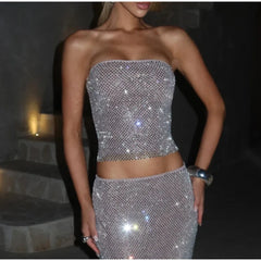 Sequin Layered Cami Top And Mini Skirt Set