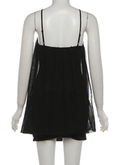 Mesh Flare Halter Mini Dress