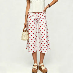 Polka Dot Fold Over Cropped Palazzo Pants