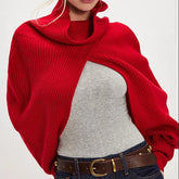 Long Sleeve Turtleneck Open Front Shrugs Sweater