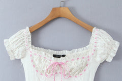White Lace Patchwork Off-shoulder Ribbion Mini Dress
