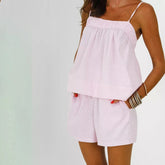 Striped Babydoll Top and Boxer Shorts Pajama Set