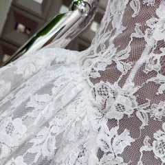 Sheer Lace Square Neck A Line Mini Dress
