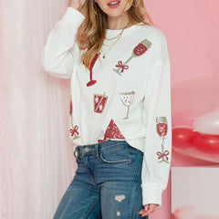 Christmas Glitter Wine Glasses Sweatshirt