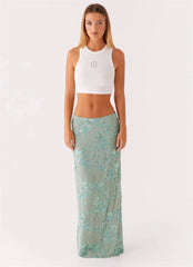 Sequins Embroidery Maxi Skirt