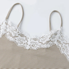 Stripe Lace Trim Cami Top