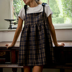 Plaid Print A-Line Babydoll Mini Dress