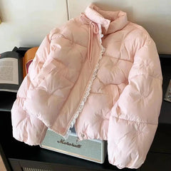 Pink Bow Embroidery Parka Jacket