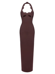 Halter Neck Hollow Out Design Bandage Maxi Dress