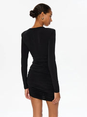 Long Sleeve Irregular Hollow Out Desgin Mini Dress