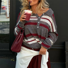 Grey Striped Knitted Jumper