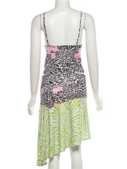 Leopard Floral Print V-Neck Tank Top And Irregular Hem Skirt Set