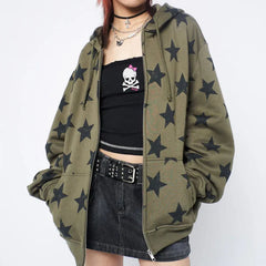 Green Star Zip Up Hoodie