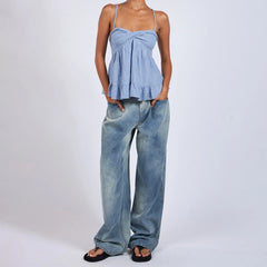 Stripe Twisted Cami Babydoll Top