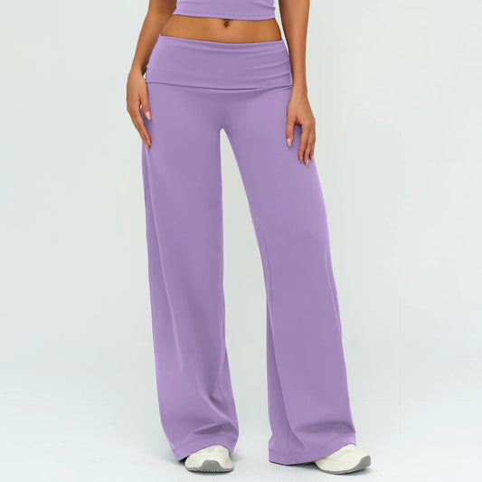 Wide Leg Fold Over Low Rise Flare Yoga Sweatpants