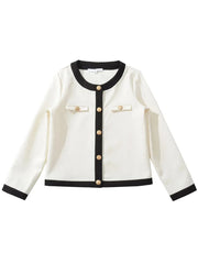 Two Tone O-Neck Long Sleeve Cardigan And Low Waist Shorts Set