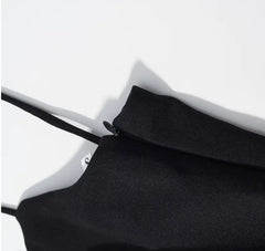 Black Patchwork Polka Dot Puff Hem Mini Dress