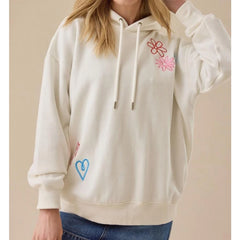White Floral Boutique Embroidered Hoodie
