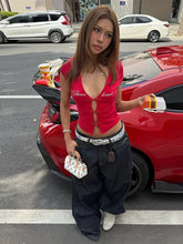 Red Letter Print Cut Out Top