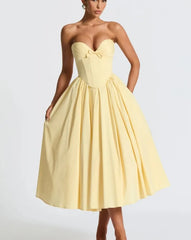 Sweetheart Neckline Bustier Strapless Maxi Dress