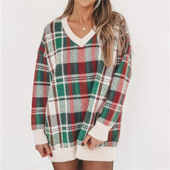 Plaid V Neck Sweater