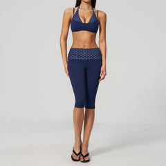 Printed Patchwork Crop Top And Leggings Set