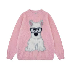 Cartoon Dog Graphic Sweater