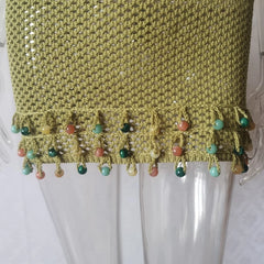Beading Fringe Knit Crocheted Cover Up Mini Dress