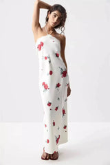 Satin Halter Lace Trim Maxi Dress