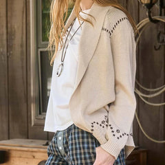 Galloping Horse Print Knit Cardigan