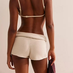 Drawstring Foldover Knitted Shorts