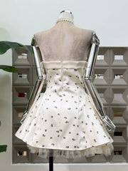 Floral Strapless Fluffy Tulle Hem Mini Dress