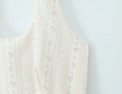 Floral Stripes Print Halter Mini Dress