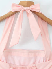 Halter Tulle Flare Maxi Dress