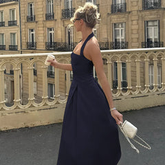 Solid Halter Midi Dress