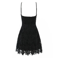Lace Embroidered Spaghetti Strap Mini Dress