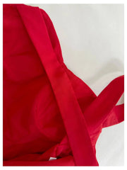 Red Ruffled Sweetheart Neck Strappy Irregular Hem Midi Dress