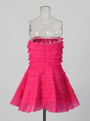 Strapless Ruffles Tiered Mini Dress
