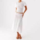 White ribbed knit two-piece set